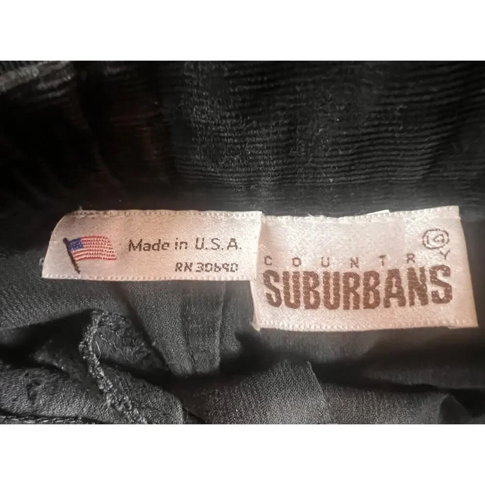 VTG Country Suburbans Black Corduroy Pencil Midi Skirt USA Womens Size 2 - 25in